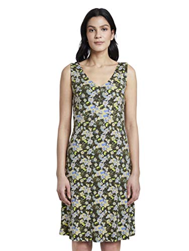 TOM TAILOR Damen Jersey Basic Kleid, 23151-small Khaki floral d, 40 von TOM TAILOR