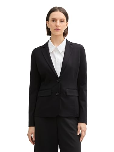 TOM TAILOR Damen Jersey Blazer mit Stretch-Anteil, 14482 - Deep Black, XL von TOM TAILOR