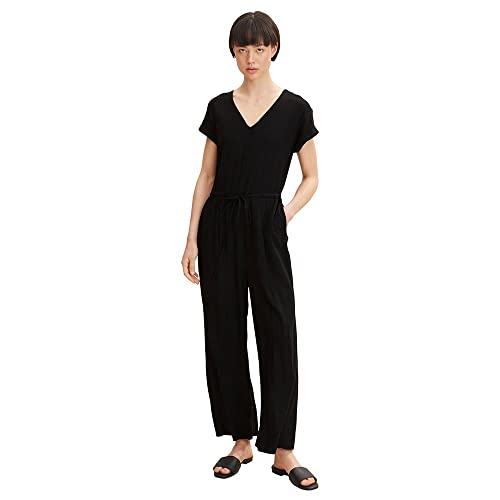 TOM TAILOR Damen Jumpsuit mit Bindegürtel 1031704, 14482 - Deep Black, 36 von TOM TAILOR