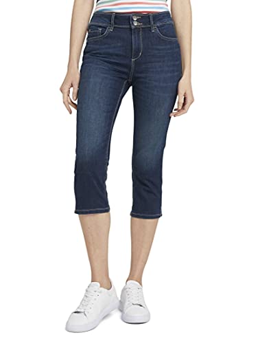 TOM TAILOR Damen Kate Slim Capri Jeans 1024918, 10282 - Dark Stone Wash Denim, 29 von TOM TAILOR