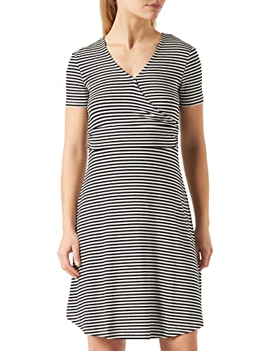 TOM TAILOR Damen Kleid in Wickeloptik 1032059, 29272 - Black Horizontal Stripe, 40 von TOM TAILOR