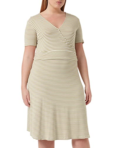 TOM TAILOR Damen Kleid in Wickeloptik 1032059, 29295 - Olive Horizontal Stripe, 44 von TOM TAILOR