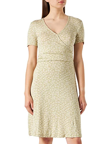 TOM TAILOR Damen Kleid in Wickeloptik 1032059, 29550 - Green Offwhite Leaf Design, 42 von TOM TAILOR