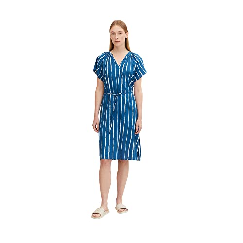 TOM TAILOR Damen Kleid mit Batikmuster 1031354, 29580 - Blue Tiedye Stripe, 38 von TOM TAILOR