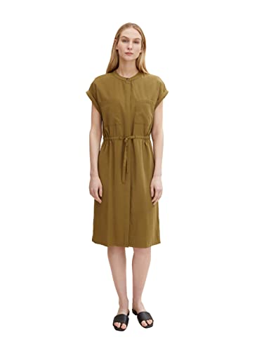 TOM TAILOR Damen Kleid mit Brusttaschen 1030255, 28866 - Strong Olive, 38 von TOM TAILOR