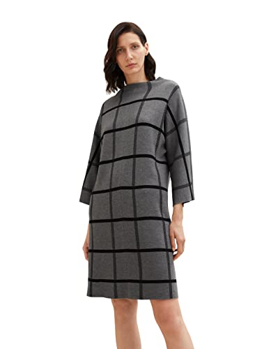 TOM TAILOR Damen Kleid mit Karomuster 1034476, 30942 - Grey Knit Check Design, 32 von TOM TAILOR
