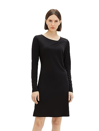 TOM TAILOR Damen Kleid mit Knoten-Detail an der Schulter, deep black, 32 von TOM TAILOR