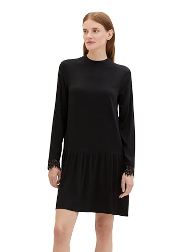 TOM TAILOR Damen Kleid mit Spitze, deep black, 34 von TOM TAILOR