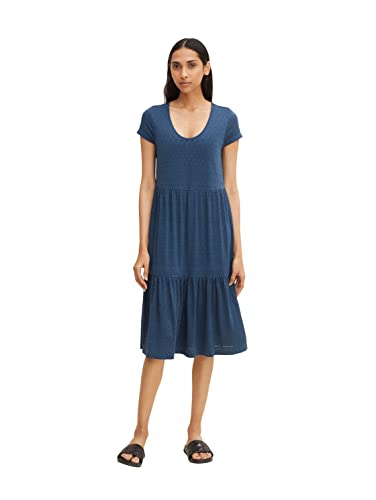 TOM TAILOR Damen Kleid mit Volant 1032210, 11758 - Midnight Sail, 36 von TOM TAILOR