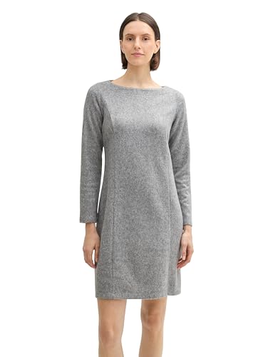 TOM TAILOR Damen Cosy Kleid aus Rippstrick, 36500 - Morning Grey Melange, 38 von TOM TAILOR