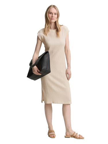 TOM TAILOR Damen 1046470 Kleid, 38002-Champagne Structure, 38 von TOM TAILOR