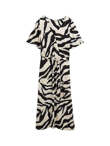 TOM TAILOR Damen 1046494 Kleid, 38070-Abstract Beige Zebra, 38 von TOM TAILOR