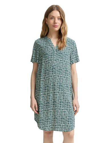 TOM TAILOR Damen 1046491 Kleid, 38116-Abstract Tel Green Grid Design, 40 von TOM TAILOR