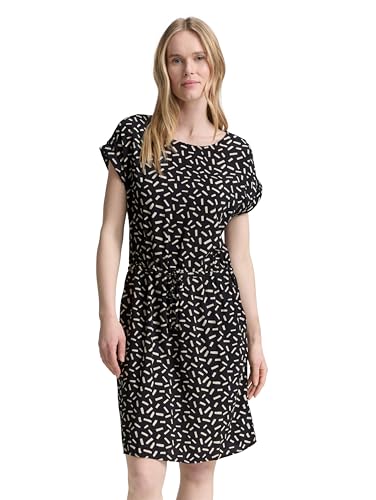 TOM TAILOR Damen 1043076 Kleid, 38311-Black Champagne Minimal, 46 von TOM TAILOR