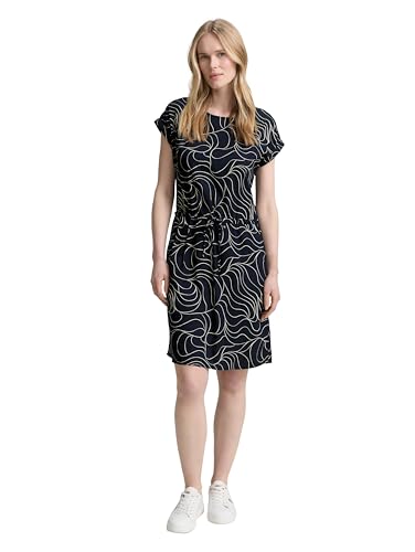 TOM TAILOR Damen 1043076 Kleid, 38312-Blue Beige Whirl Design, 44 von TOM TAILOR