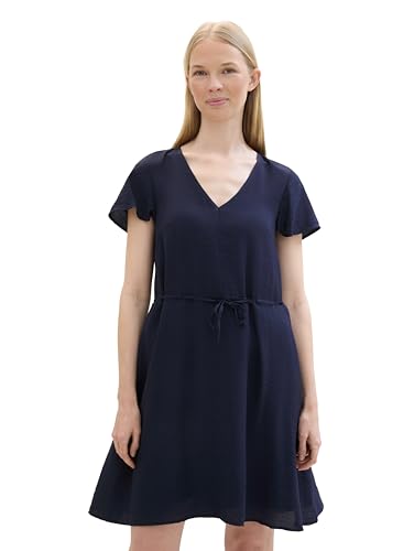 TOM TAILOR Damen Kurzarm Kleid mit Print , sky captain blue, 36 von TOM TAILOR