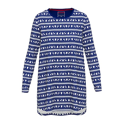 TOM TAILOR Damen Langarm-Nachthemd - Sleepshirt, Rundhals, Winter- Print XL/42 von TOM TAILOR