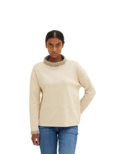 TOM TAILOR Damen Langarmshirt mit Kragen 1034162, 28130 - Soft Buttercream, S von TOM TAILOR