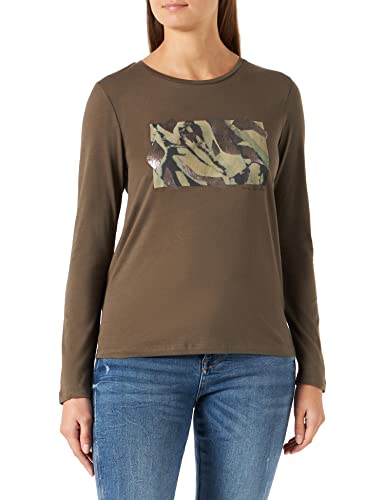 TOM TAILOR Damen Langarmshirt mit Print 1034152, 18123 - Tarmac Khaki, M von TOM TAILOR