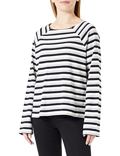 TOM TAILOR Damen Langarmshirt mit Streifen 1034156, 30722 - Black Butter Stripe, XXS von TOM TAILOR