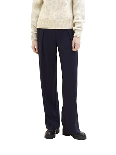 TOM TAILOR Damen Lea Straight Fit Hose mit weitem Bein, 10668 - Sky Captain Blue, 32/30 von TOM TAILOR