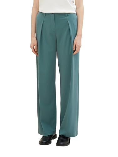 TOM TAILOR Damen Lea Straight Fit Hose mit weitem Bein, 10697 - Sea Pine Green, 36/32 von TOM TAILOR