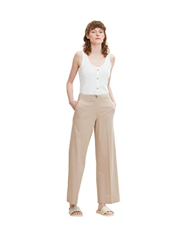 TOM TAILOR Damen Lea Straight Stoffhose 1033285, 26353 - Messy Beige, 32W / 30L von TOM TAILOR