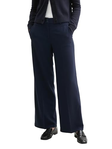 TOM TAILOR Damen Lea Wide Leg Hose mit Bügelfalte, 10668 - Sky Captain Blue, 34/30 von TOM TAILOR