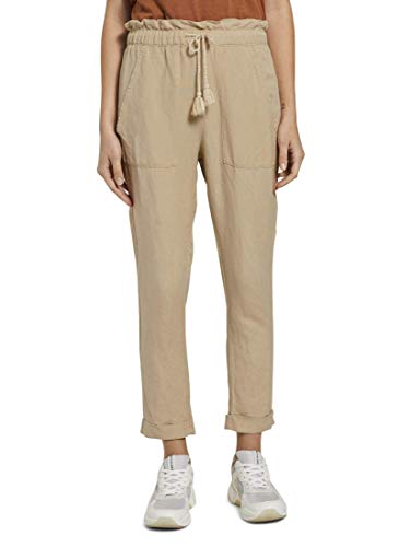 TOM TAILOR Damen Leinen Relaxed Hose, 22201-cream Toffee, 34 von TOM TAILOR