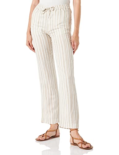 TOM TAILOR Damen Leinen Stoffhose mit Streifen 1033468, 29553 - Beige Drawn Vertical Stripe, 40W / 32L von TOM TAILOR