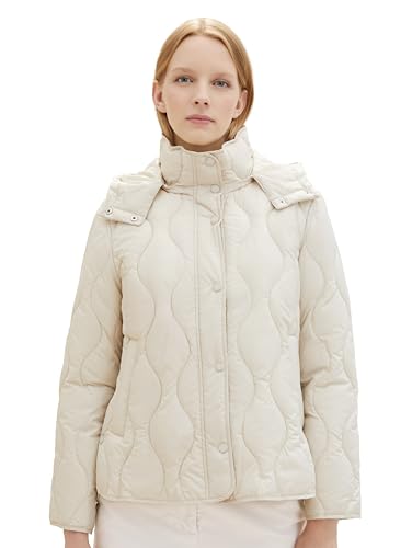 TOM TAILOR Damen Lightweight Steppjacke mit abnehmbarer Kapuze, 27609 - Cold Beige, L von TOM TAILOR