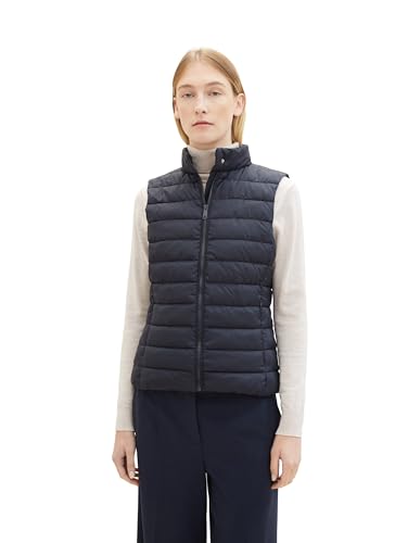 TOM TAILOR Damen Lightweight Steppweste mit Stehkragen, 10668 - Sky Captain Blue, L von TOM TAILOR