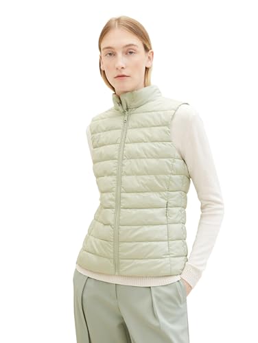 TOM TAILOR Damen Lightweight Steppweste mit Stehkragen, 34895 - Desert Green, M von TOM TAILOR