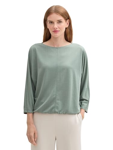 TOM TAILOR Damen Longsleeve mit Fledermausärmeln, 36835 - Green Heringbone Structure, L TOM TAILOR Damen Longsleeve mit Fledermausärmeln, 36835 - Green Heringbone Structure, L von TOM TAILOR