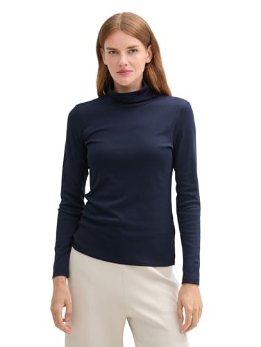 TOM TAILOR Damen Longsleeve mit Rollkragen, 10668 - Sky Captain Blue, L von TOM TAILOR