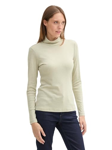 TOM TAILOR Damen Longsleeve mit Rollkragen, 36510 - Pure Sage Melange, XXL von TOM TAILOR