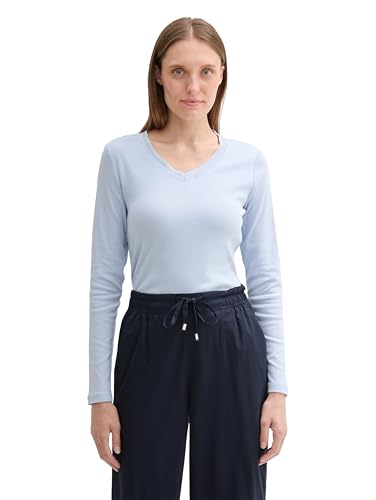 TOM TAILOR Damen Longsleeve mit V-Ausschnitt, 11270 - Kentucky Blue, XXL von TOM TAILOR