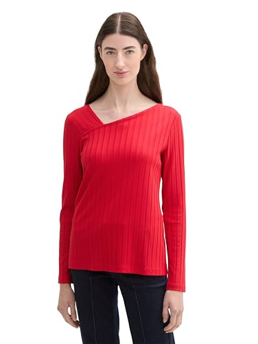 TOM TAILOR Damen Longsleeve mit asymmetrischen Ausschnitt, 36494 - Crimson, L TOM TAILOR Damen Longsleeve mit asymmetrischen Ausschnitt, 36494 - Crimson, L von TOM TAILOR