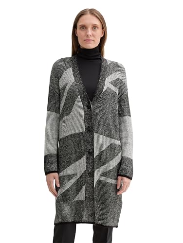 TOM TAILOR Damen Longstyle Cardigan, 37004 - Black Plaited Structure Knit, XS von TOM TAILOR