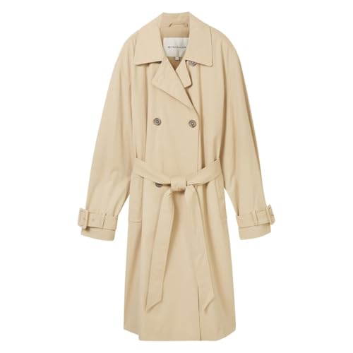 TOM TAILOR Damen Loose Fit Basic Trenchcoat mit Gürtel, 11485 - Sandy Beige, S von TOM TAILOR