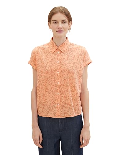 TOM TAILOR Damen Loose Fit Bluse mit Muster, 34843 - Apricot Abstract Leaf Print, 38 TOM TAILOR Damen Loose Fit Bluse mit Muster, 34843 - Apricot Abstract Leaf Print, 38 von TOM TAILOR