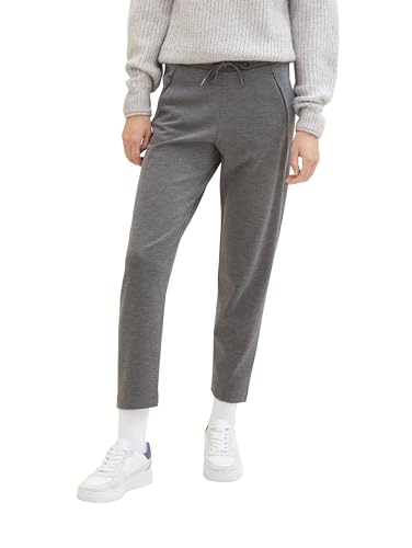 TOM TAILOR Damen Loose Fit Hose mit Gummibund, shady grey melange, 36/28 von TOM TAILOR