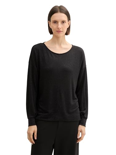 TOM TAILOR Damen Loose Fit Longsleeve, 14482 - Deep Black, L von TOM TAILOR