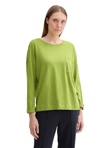 TOM TAILOR Damen Loose Fit Longsleeve mit Brusttasche, 26778 - PEA Green, M von TOM TAILOR