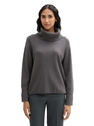 TOM TAILOR Damen Loose Fit Rollkragenpullover, 25929 - Anthra Mid Melange, S von TOM TAILOR
