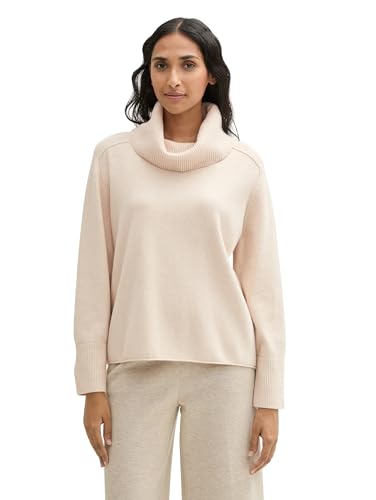 TOM TAILOR Damen Loose Fit Rollkragenpullover, 33962 - Doeskin Melange, XXL von TOM TAILOR
