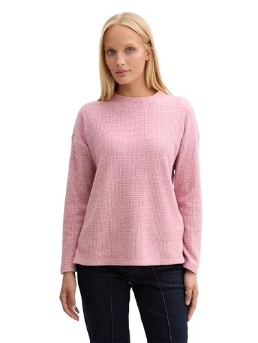 TOM TAILOR Damen Loose Fit Sweatshirt, 22829 - Wine Rose Melange Inject, XL von TOM TAILOR