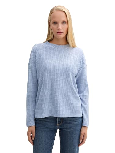 TOM TAILOR Damen Loose Fit Sweatshirt, 36521 - Colony Blue Melange, L von TOM TAILOR