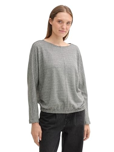 TOM TAILOR Damen Loose Fit Sweatshirt mit Fledermausärmeln, 36595 - Black White Structure, M von TOM TAILOR