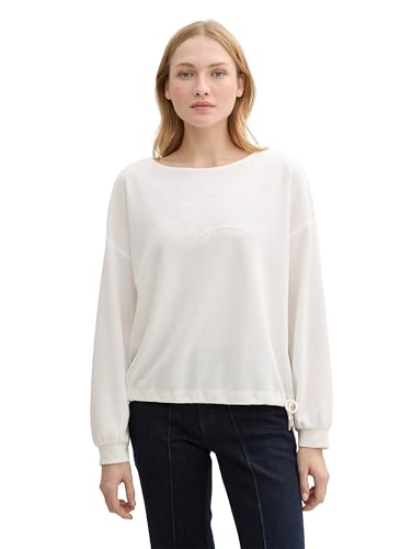 TOM TAILOR Damen Loose Fit Sweatshirt mit Herz-Stickerei, 10315 - Whisper White, XXL von TOM TAILOR